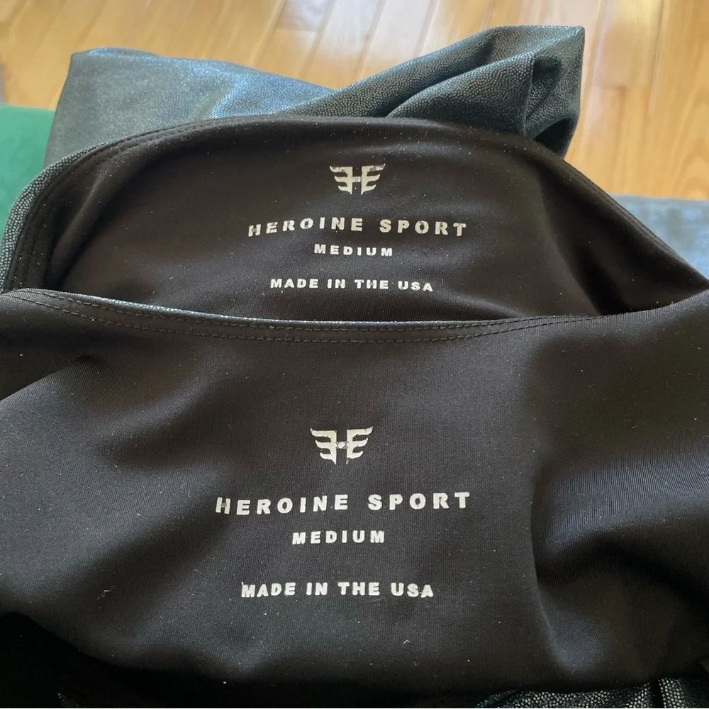 Heroine Sport Marvel Shiny Blue 2 Piece High Rise Leggings Sports Bra Set EUC M - Picture 6 of 9